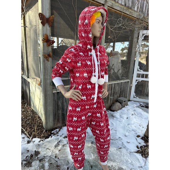 Abercrombie & Fitch Lined Knit Romper Unionsuit Jumpsuit Hooded Pajamas - Picture 4 of 11